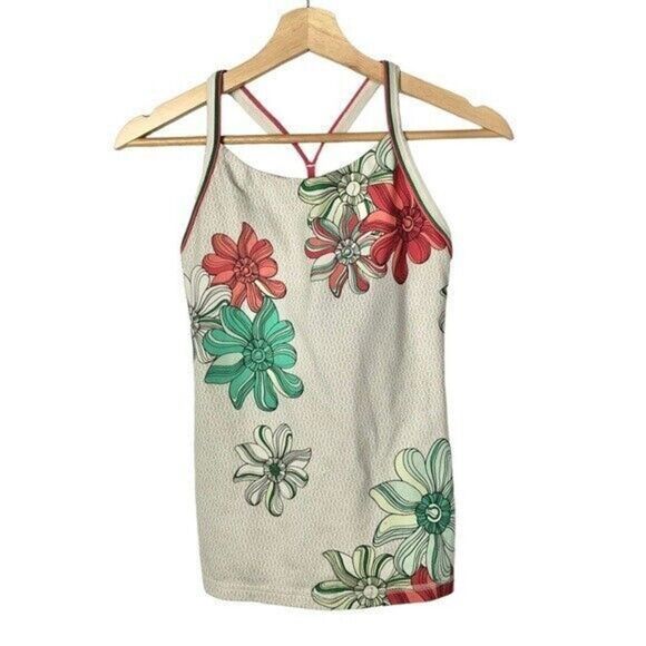 Lululemon Ujjayi White Y2K Floral Power Y Athletic Tank Top 4 - Picture 1 of 4